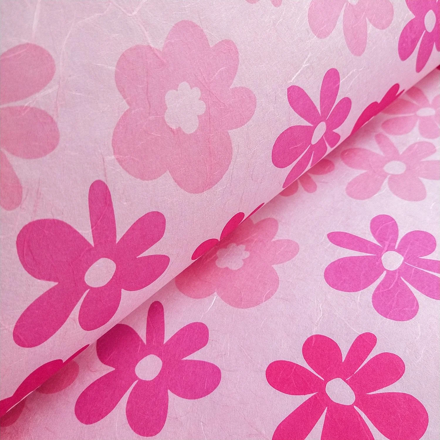 Caribbean Screen-printed Kozo Paper (Pink) - Image 4