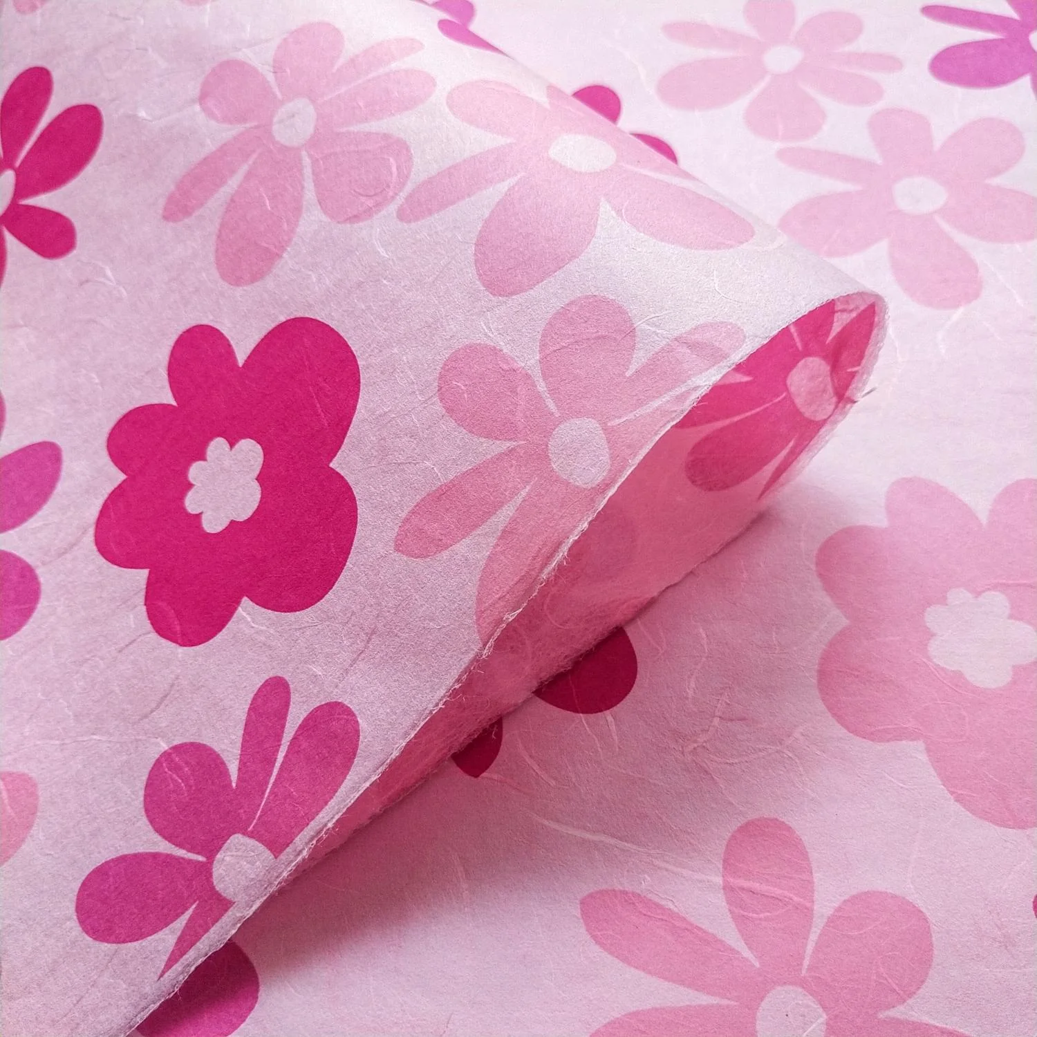 Caribbean Screen-printed Kozo Paper (Pink) - Image 5