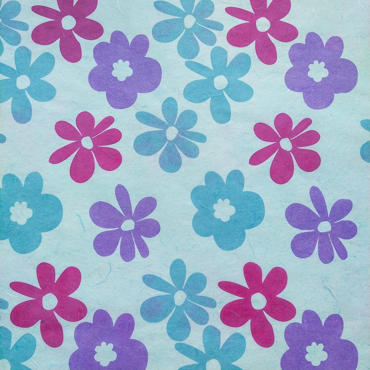 Caribbean Screen-printed Kozo Paper (Sky Blue) - Image 3