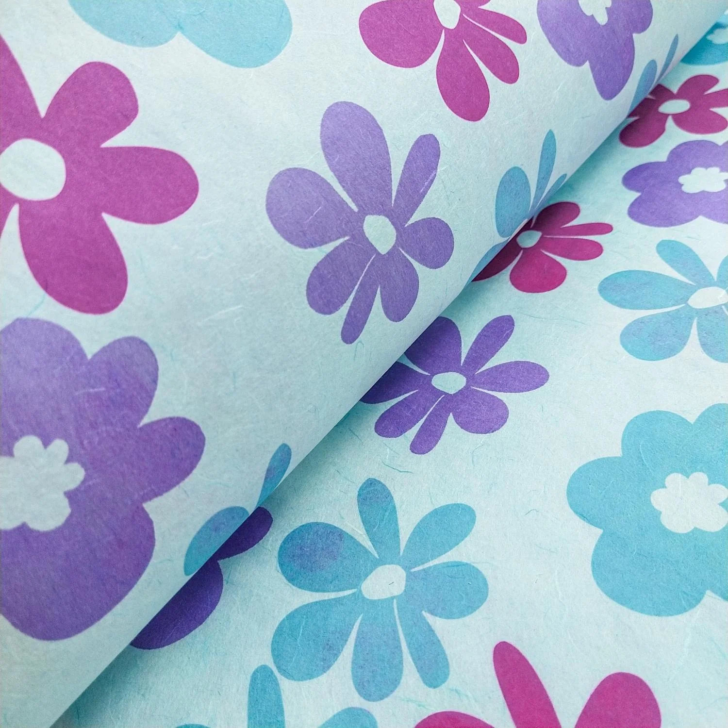 Caribbean Screen-printed Kozo Paper (Sky Blue) - Image 5