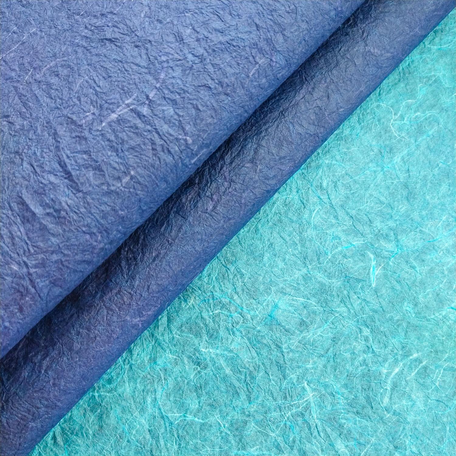 Double-sided Momigami Kozo Paper (Blue and Light Blue) - Image 5