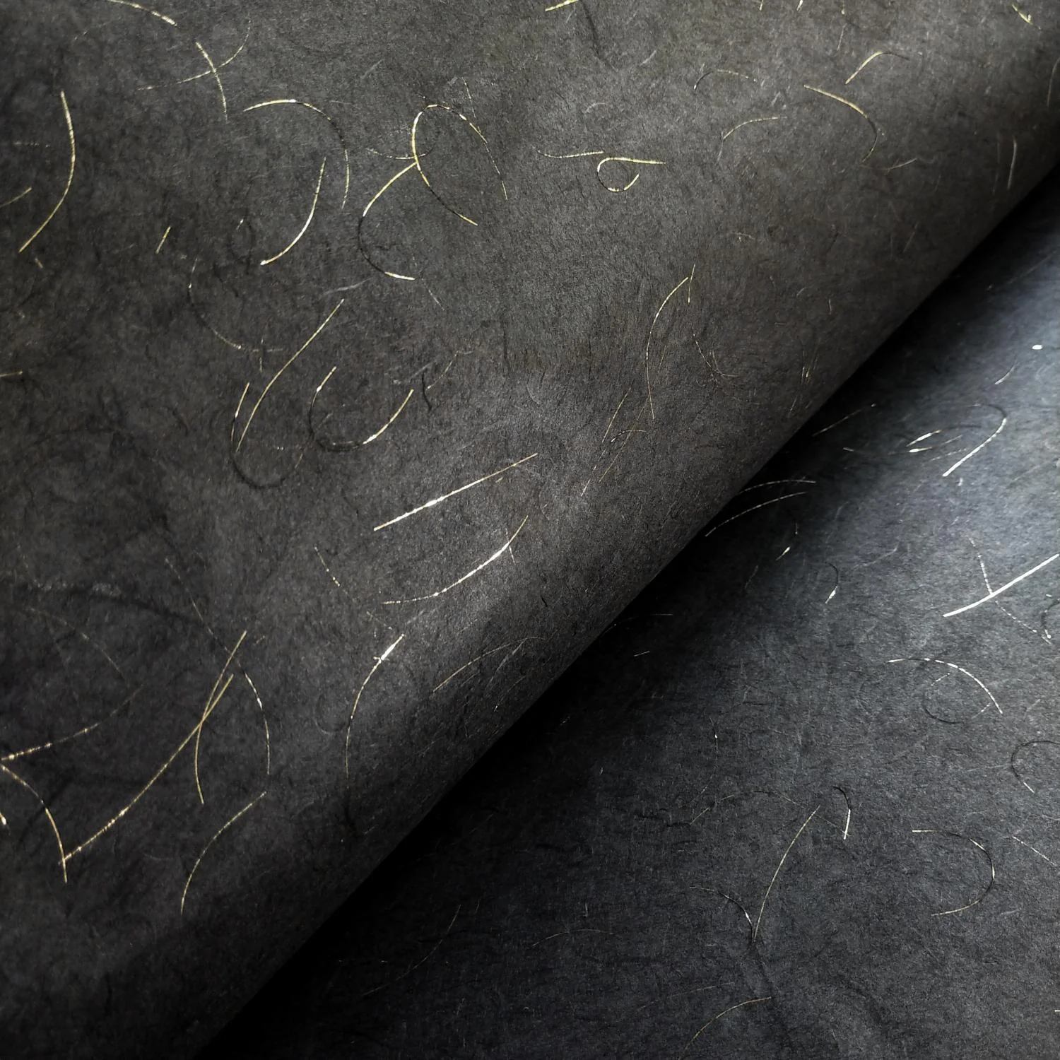 Golden Tinsel Unryu Kozo Paper (Black) - Image 5