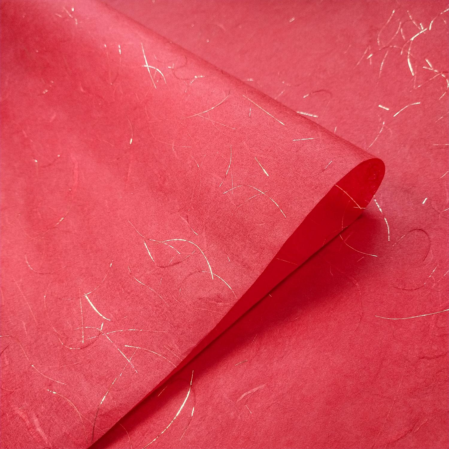 Golden Tinsel Unryu Kozo Paper (Cherry Red) - Image 4