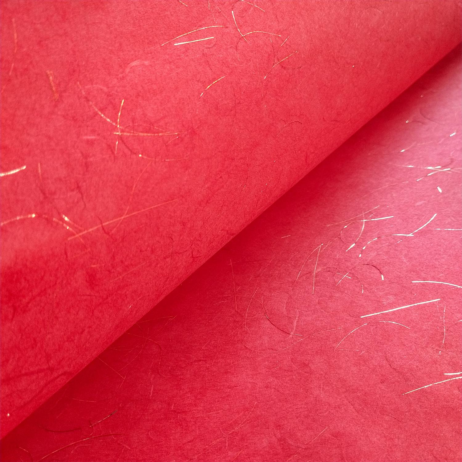 Golden Tinsel Unryu Kozo Paper (Cherry Red) - Image 5