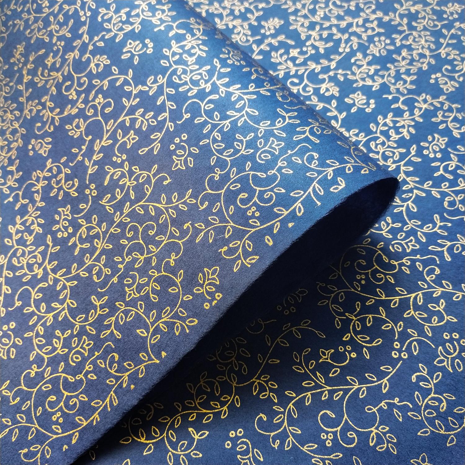 Grapevine Screen-printed Kozo Paper Blue - Image 3