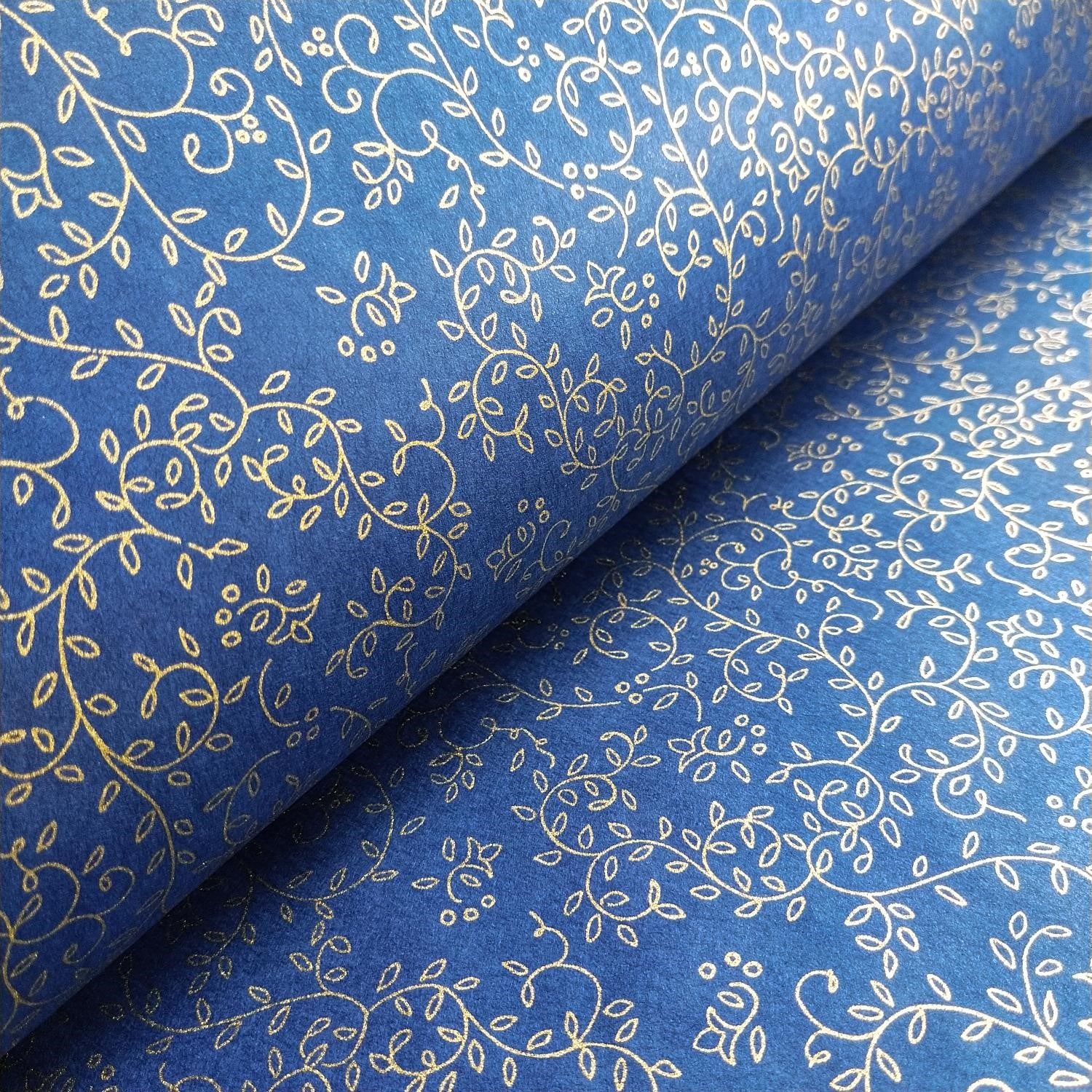 Grapevine Screen-printed Kozo Paper Blue - Image 4