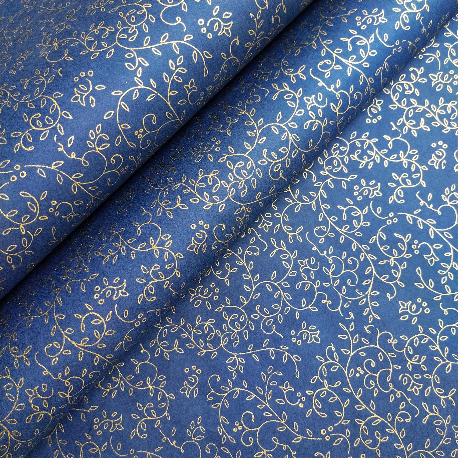 Grapevine Screen-printed Kozo Paper Blue - Image 5