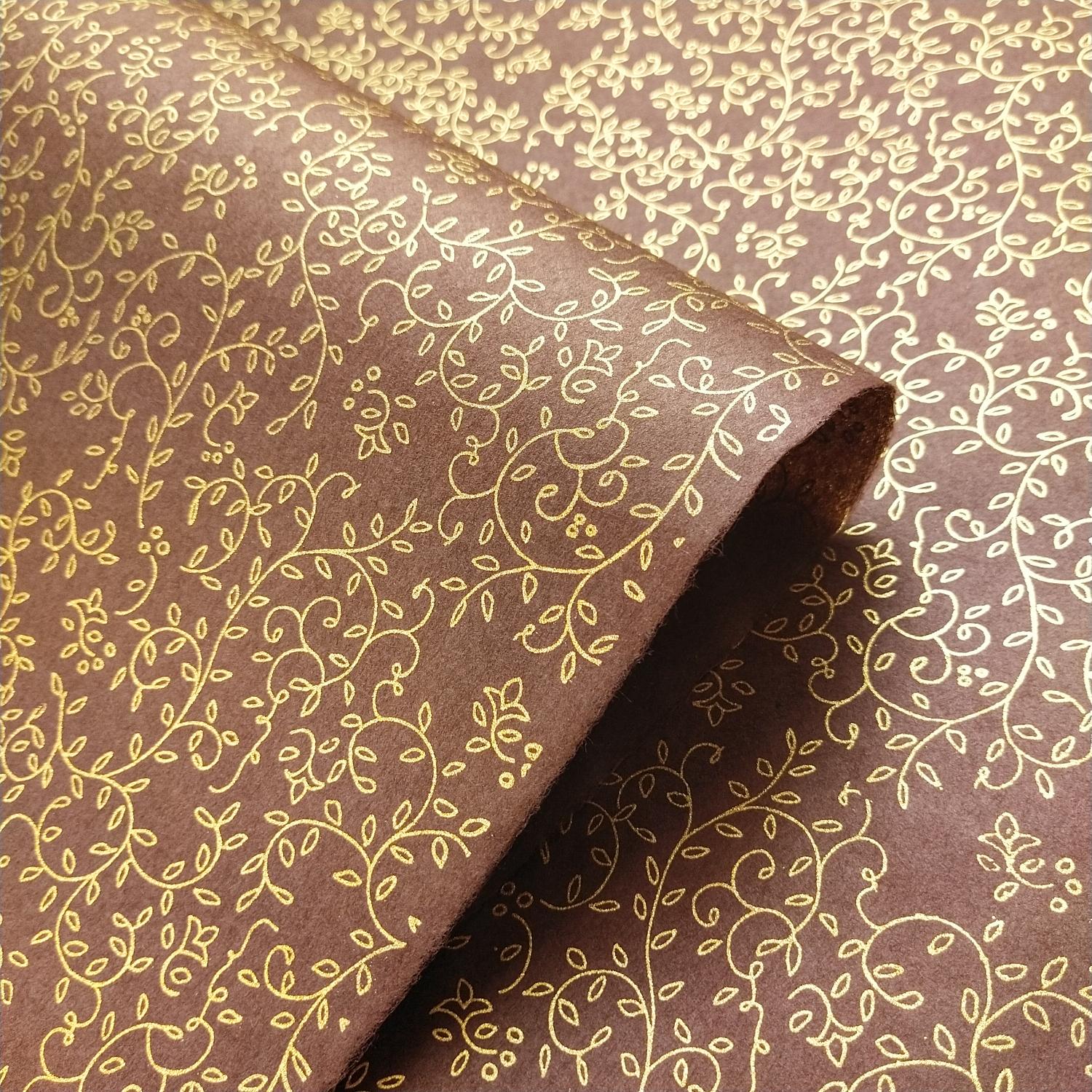 Grapevine Screen-printed Kozo Paper Brown - Image 3