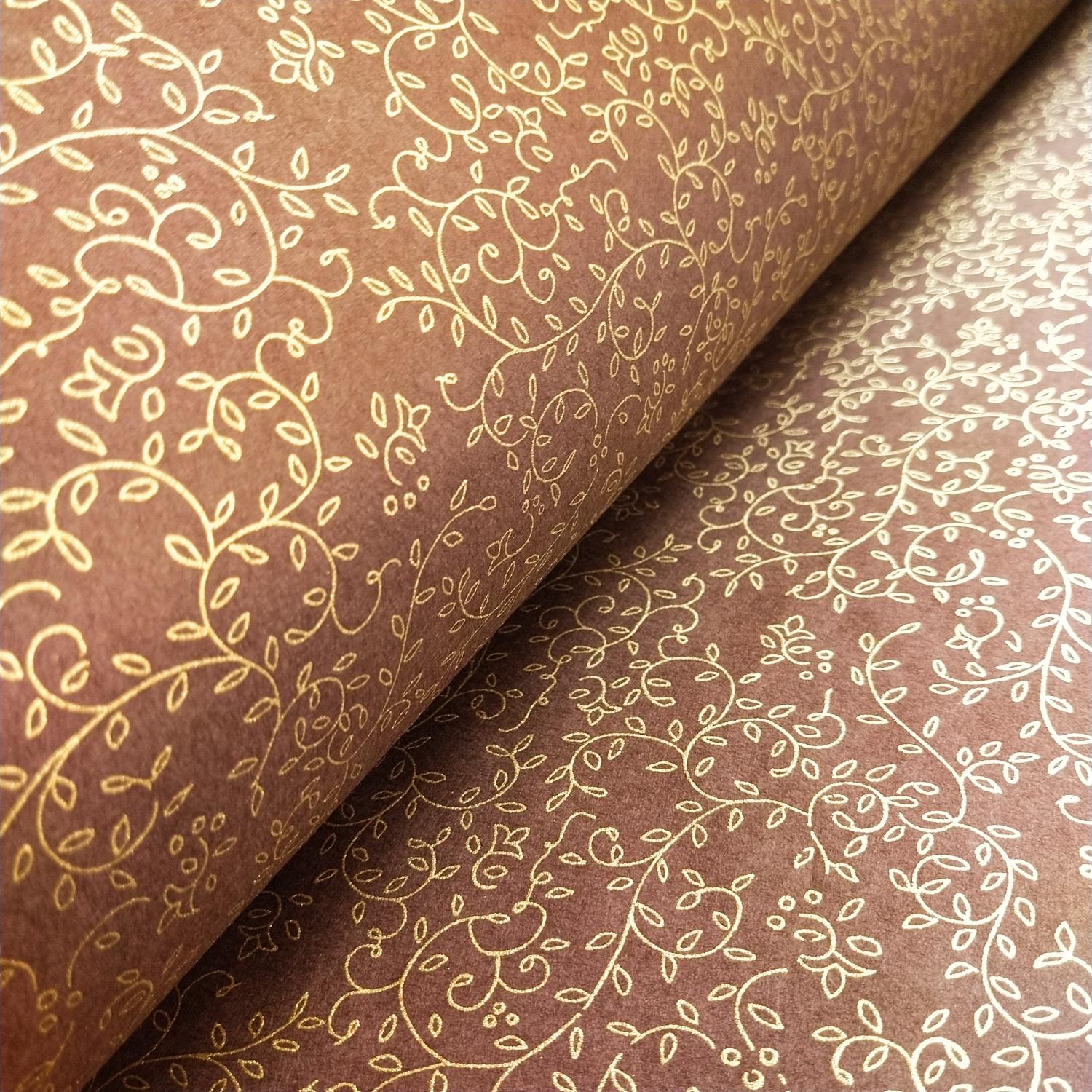 Grapevine Screen-printed Kozo Paper Brown - Image 4