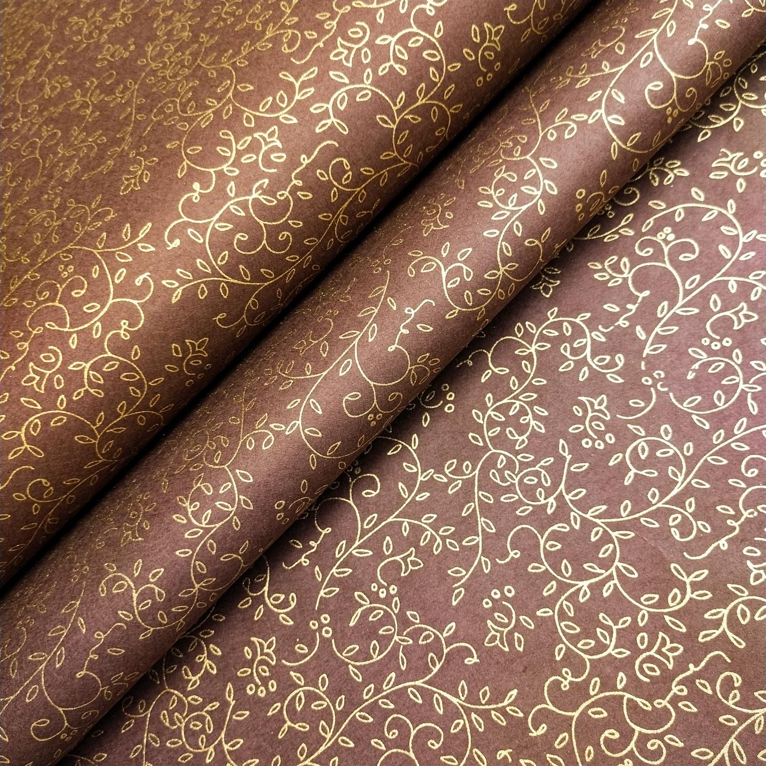 Grapevine Screen-printed Kozo Paper Brown - Image 5