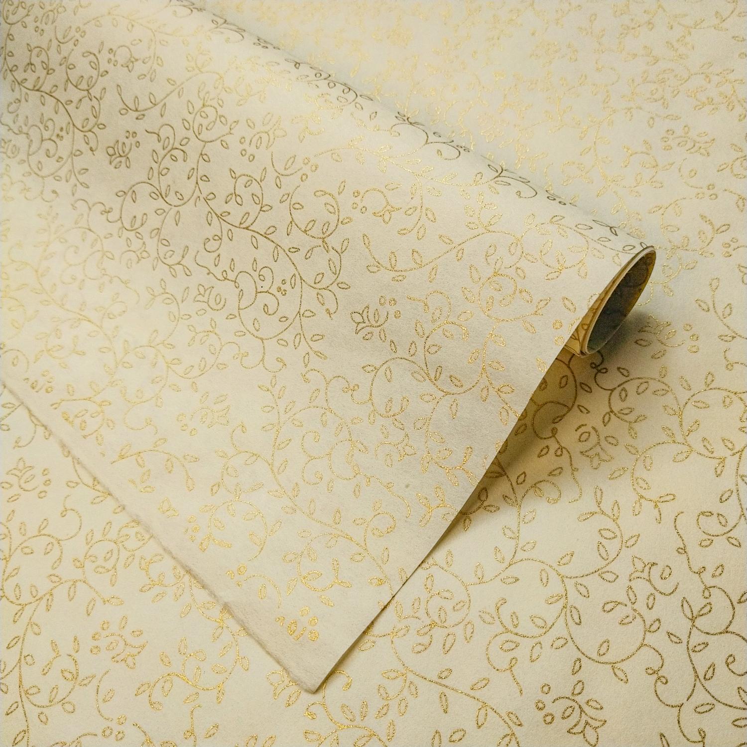 Grapevine Screen-printed Kozo Paper Ivory