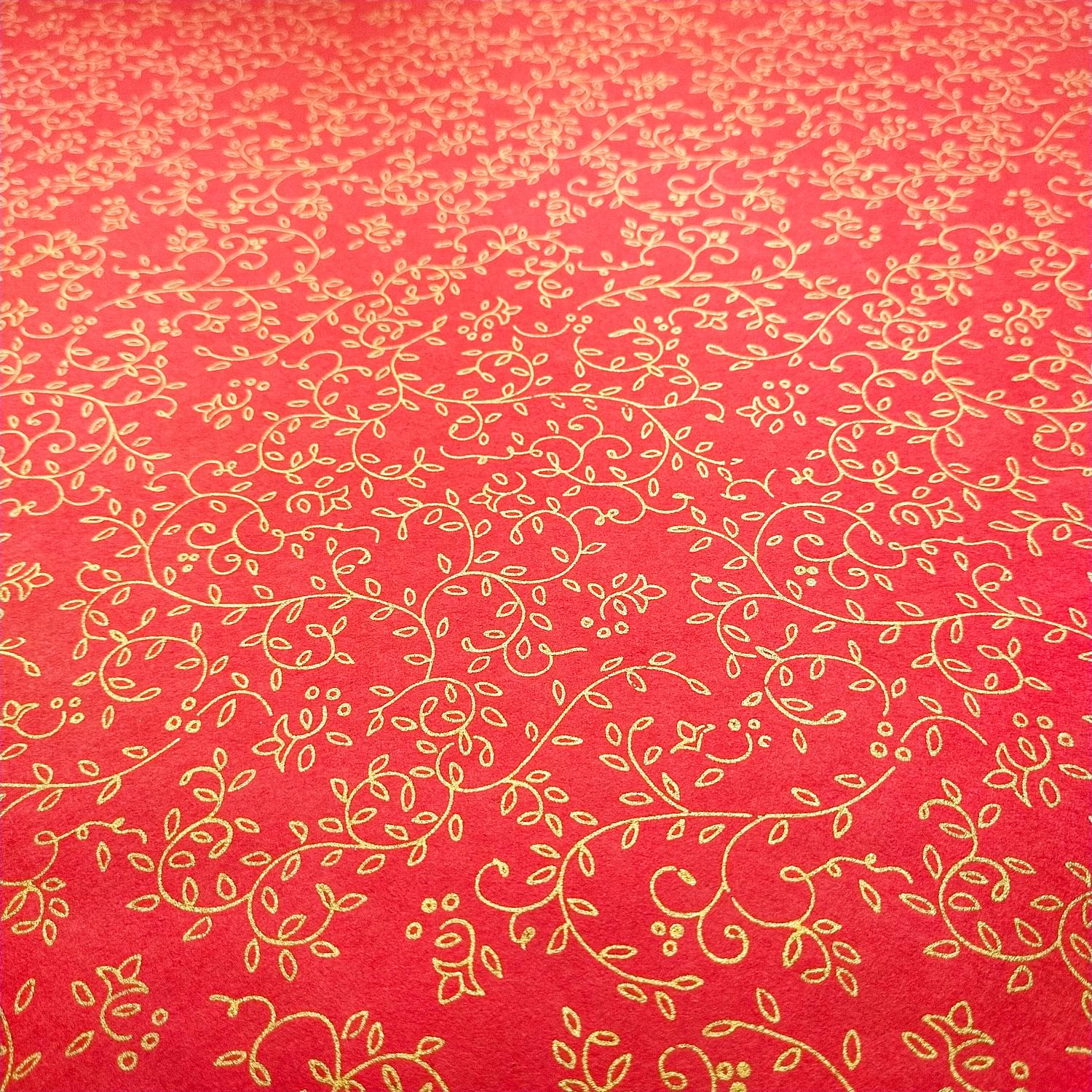 Grapevine Screen-printed Kozo Paper Red - Image 2