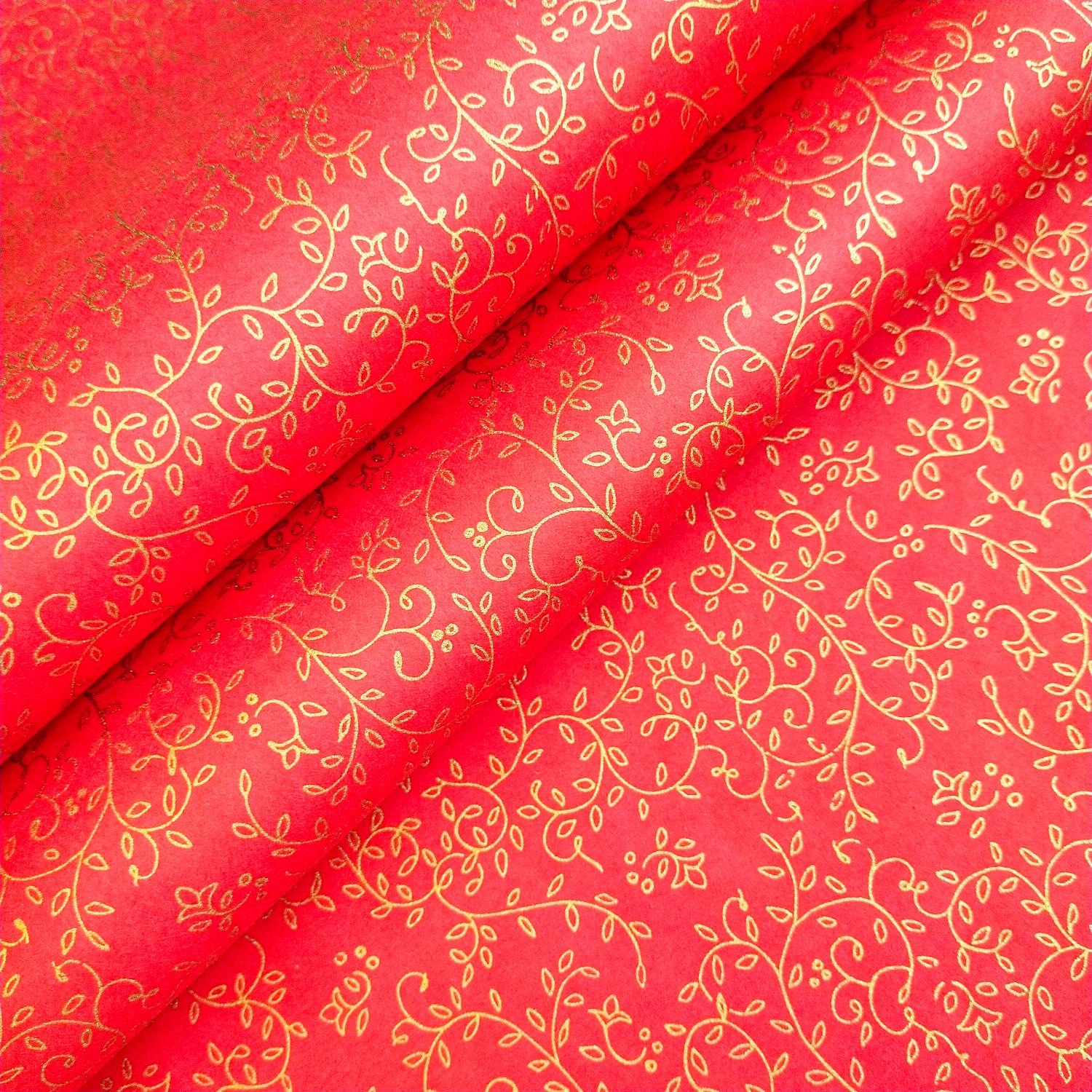 Grapevine Screen-printed Kozo Paper Red - Image 5