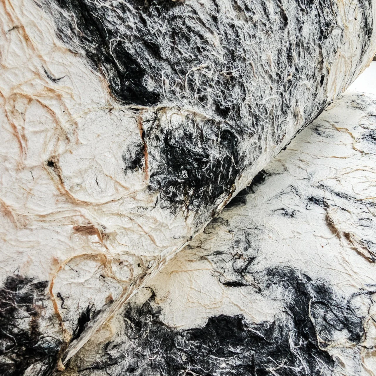 Handmade Earthy Harmony Kozo Paper (Black and White) - Image 4