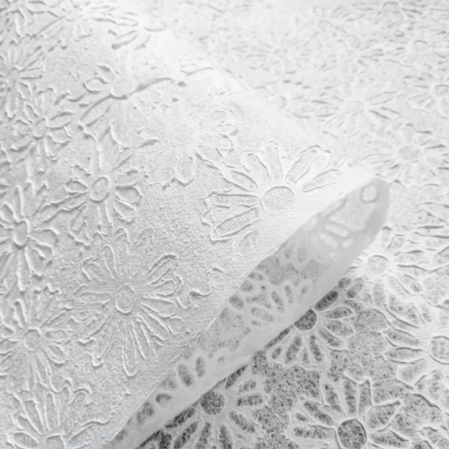 Handmade Embossed Lace Kozo Paper (Daisy, White) - Image 4