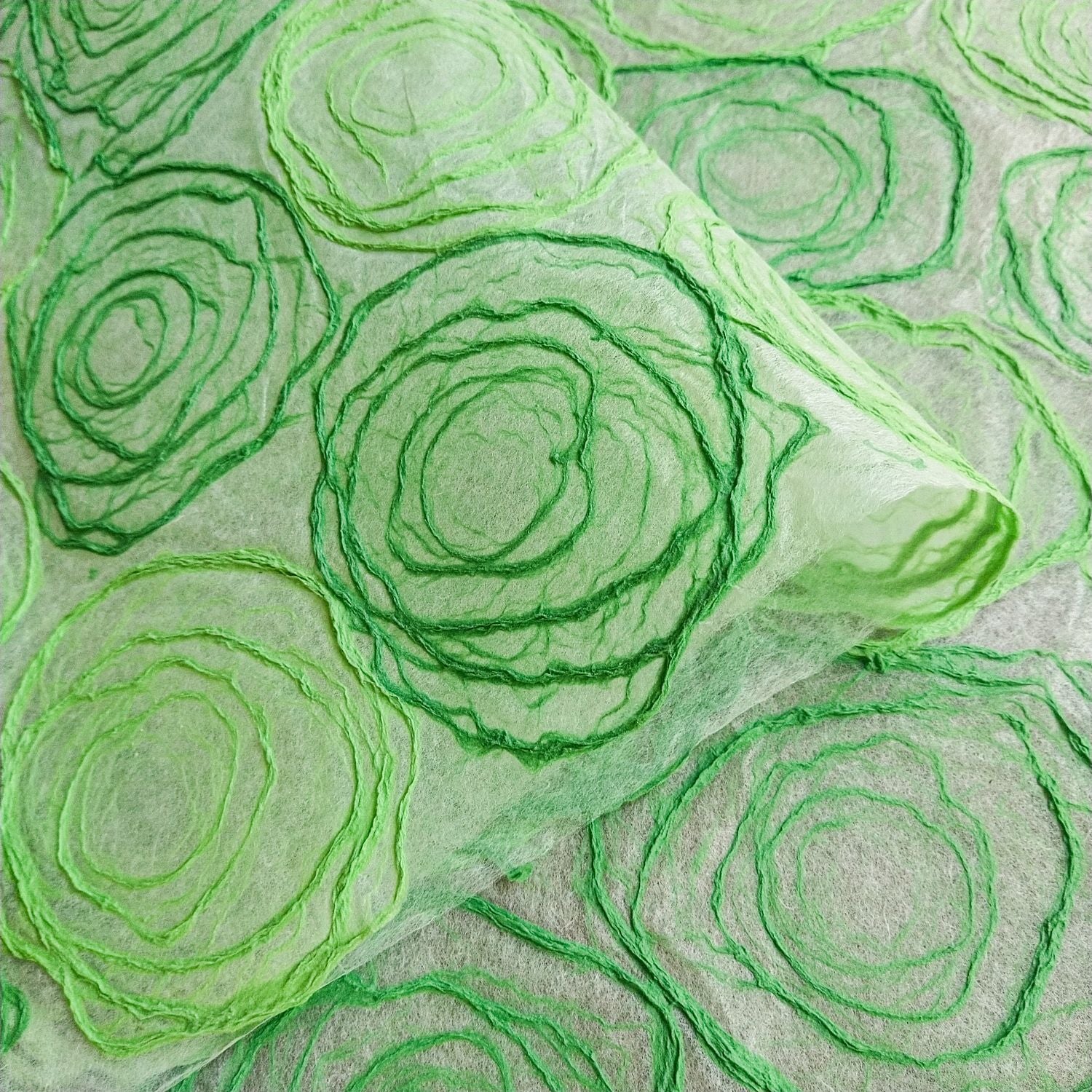 Handmade Rose Kozo Paper (Green and Light Green) - Image 5