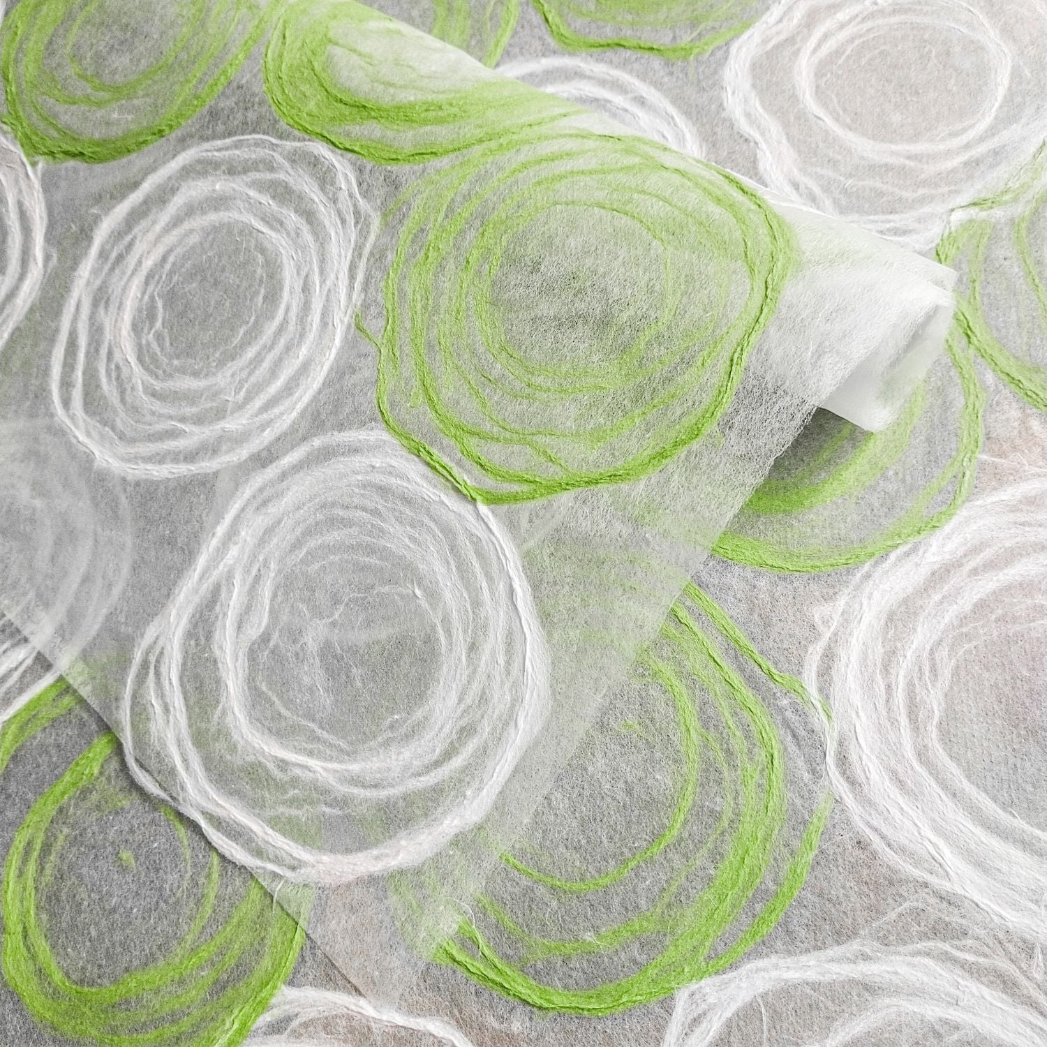 Handmade Rose Kozo Paper (Green and White) - Image 4