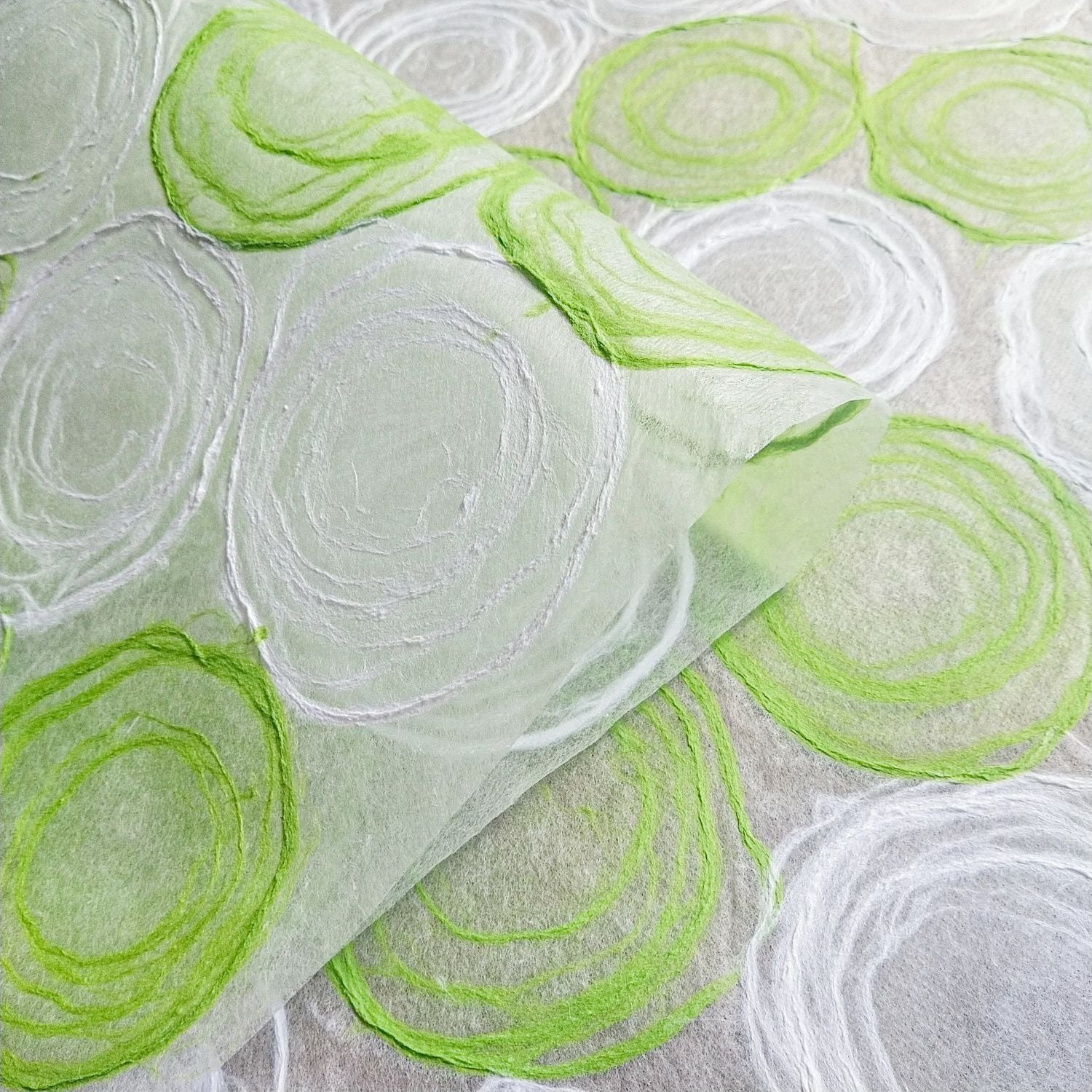 Handmade Rose Kozo Paper (Green and White) - Image 5
