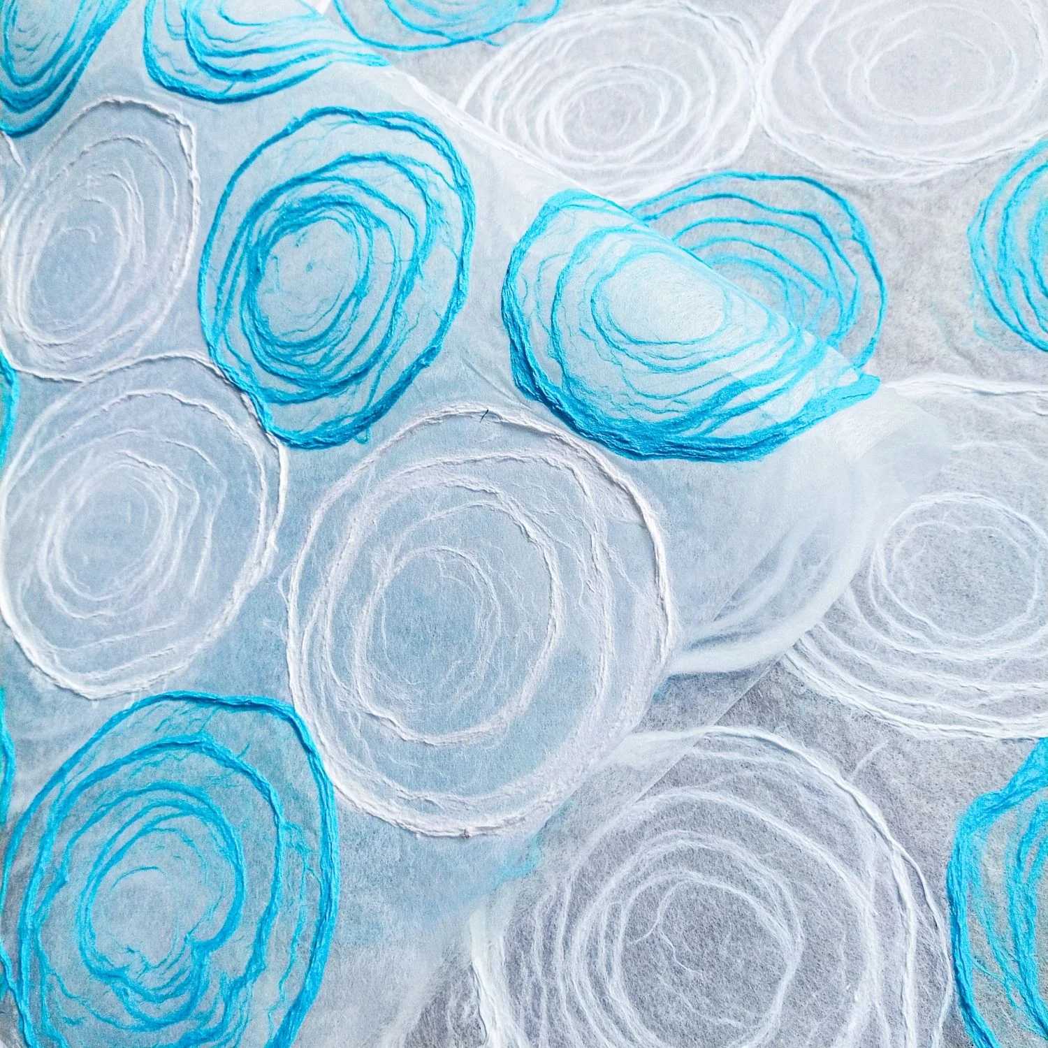 Handmade Rose Kozo Paper (Light Blue and White) - Image 5