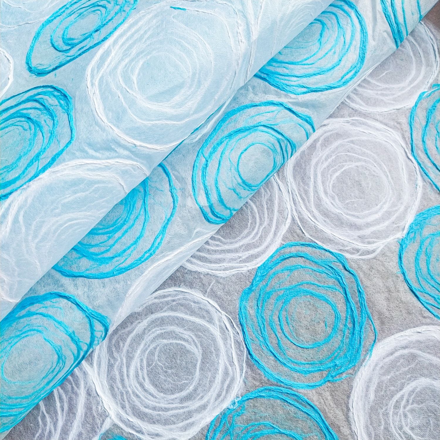 Handmade Rose Kozo Paper (Light Blue and White) - Image 6