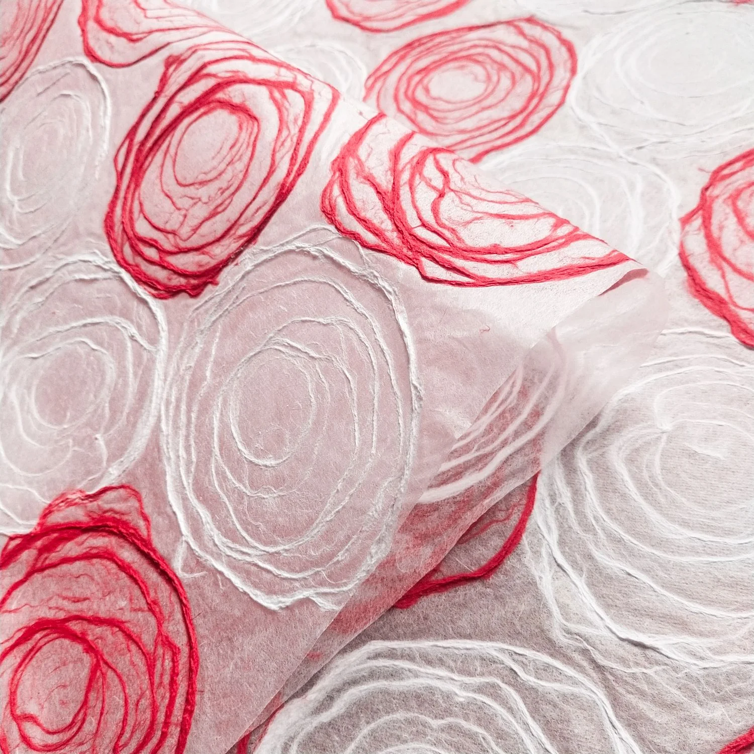 Handmade Rose Kozo Paper (Red and White) - Image 5