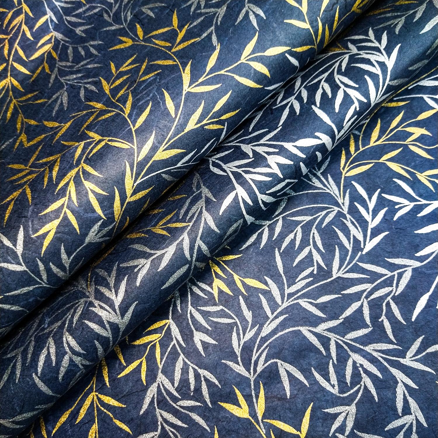 Willow Screen-printed Kozo Paper (Blue)