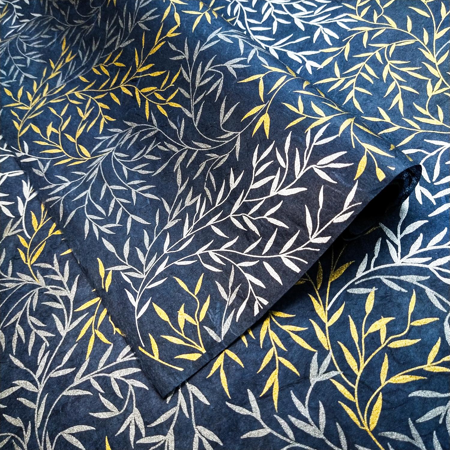 Willow Screen-printed Kozo Paper (Blue) - Image 2