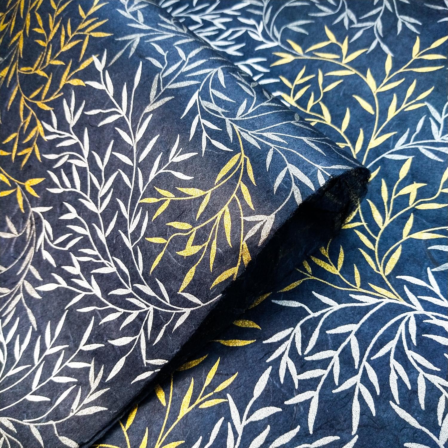 Willow Screen-printed Kozo Paper (Blue) - Image 4