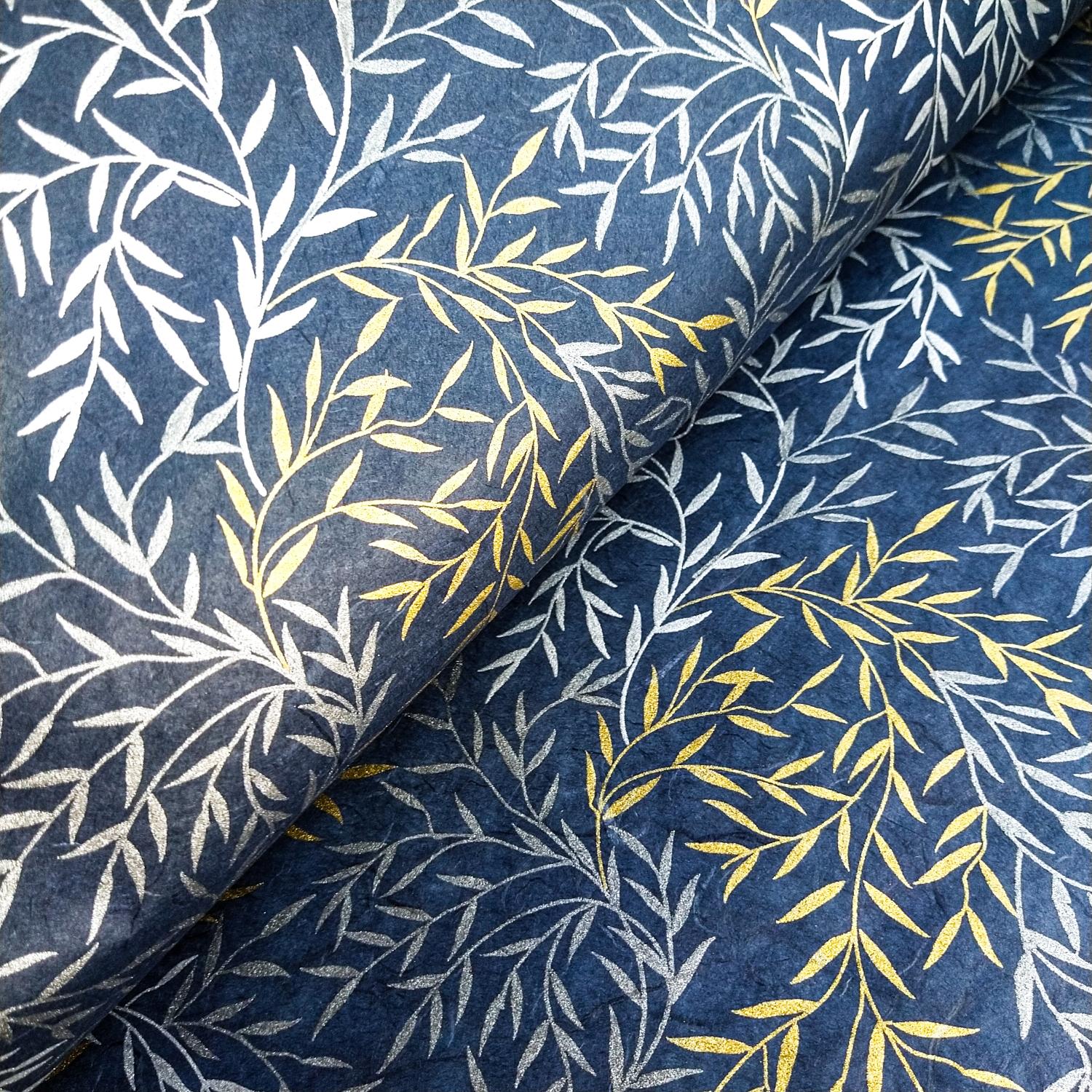Willow Screen-printed Kozo Paper (Blue) - Image 5