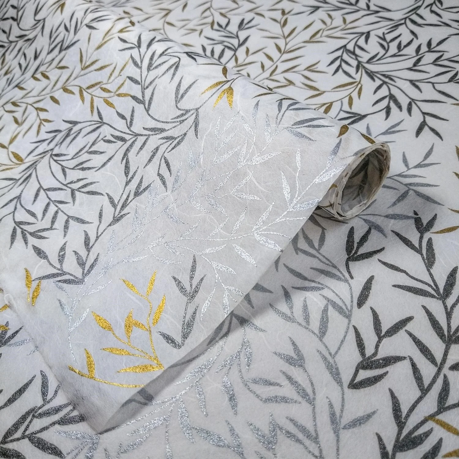 Willow Screen-printed Kozo Paper (White) - Image 2